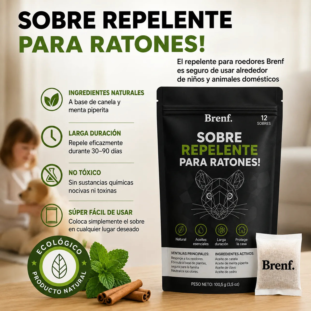 Coloque estas bolsitas en cualquier lugar donde se escondan los ratones y vea cómo desaparecen.