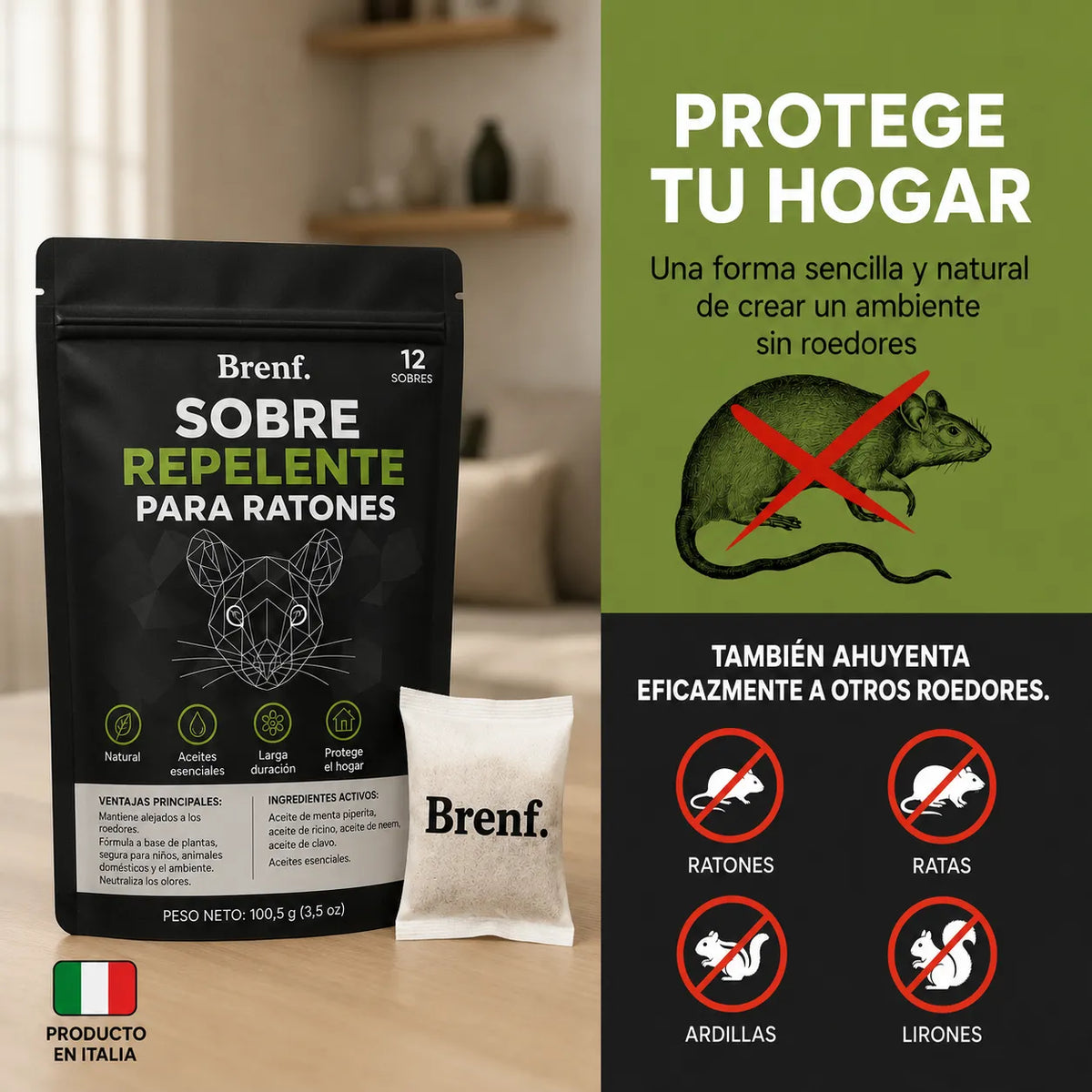 Coloque estas bolsitas en cualquier lugar donde se escondan los ratones y vea cómo desaparecen.