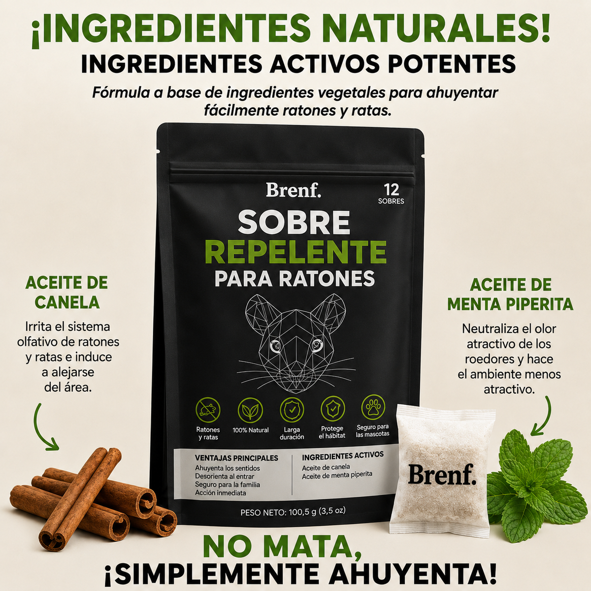 Coloque estas bolsitas en cualquier lugar donde se escondan los ratones y vea cómo desaparecen.